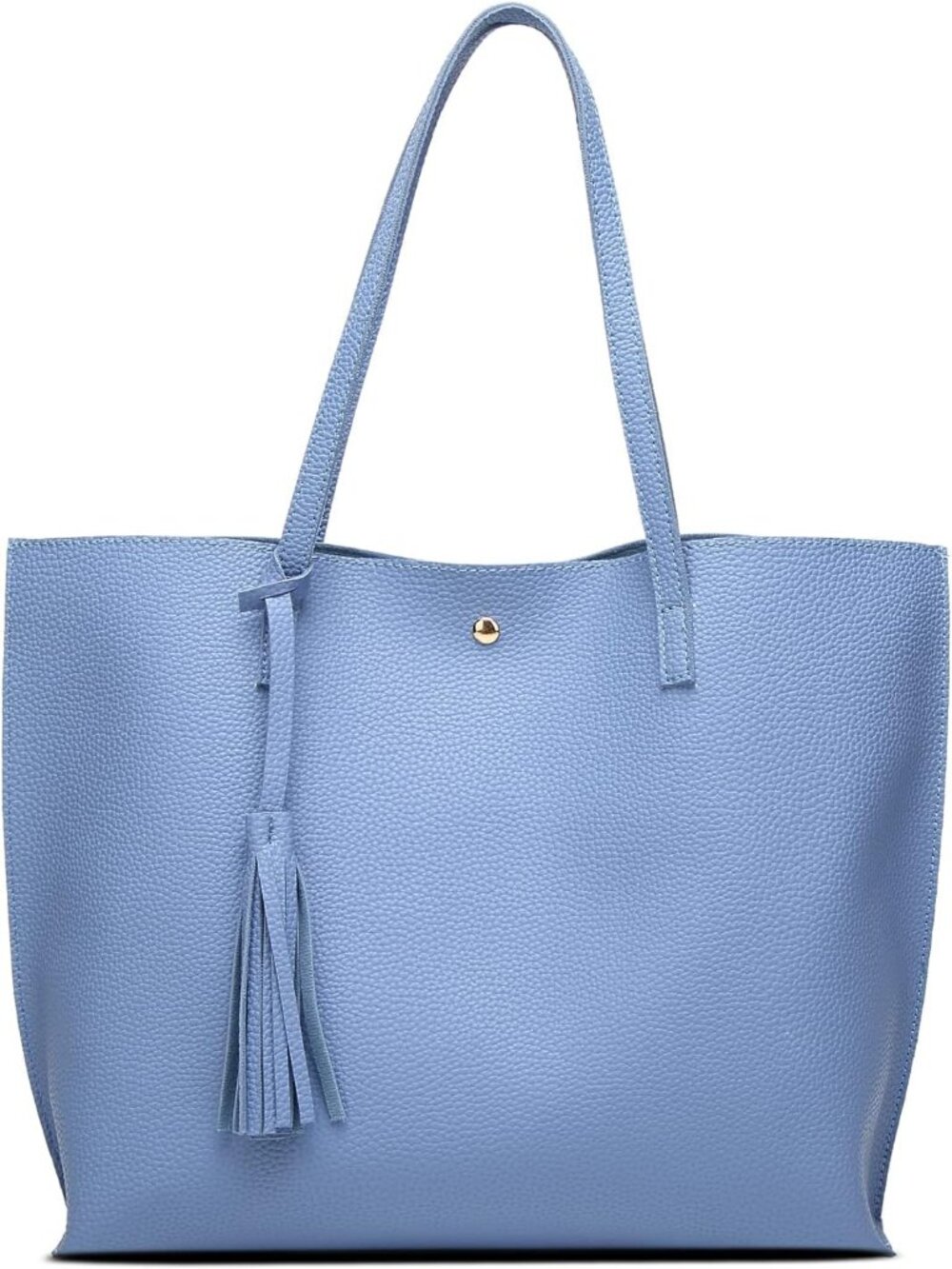 〽️Women's Blue Big Capacity Tassel Casual Faux Leather Shoulder Tote Handbag